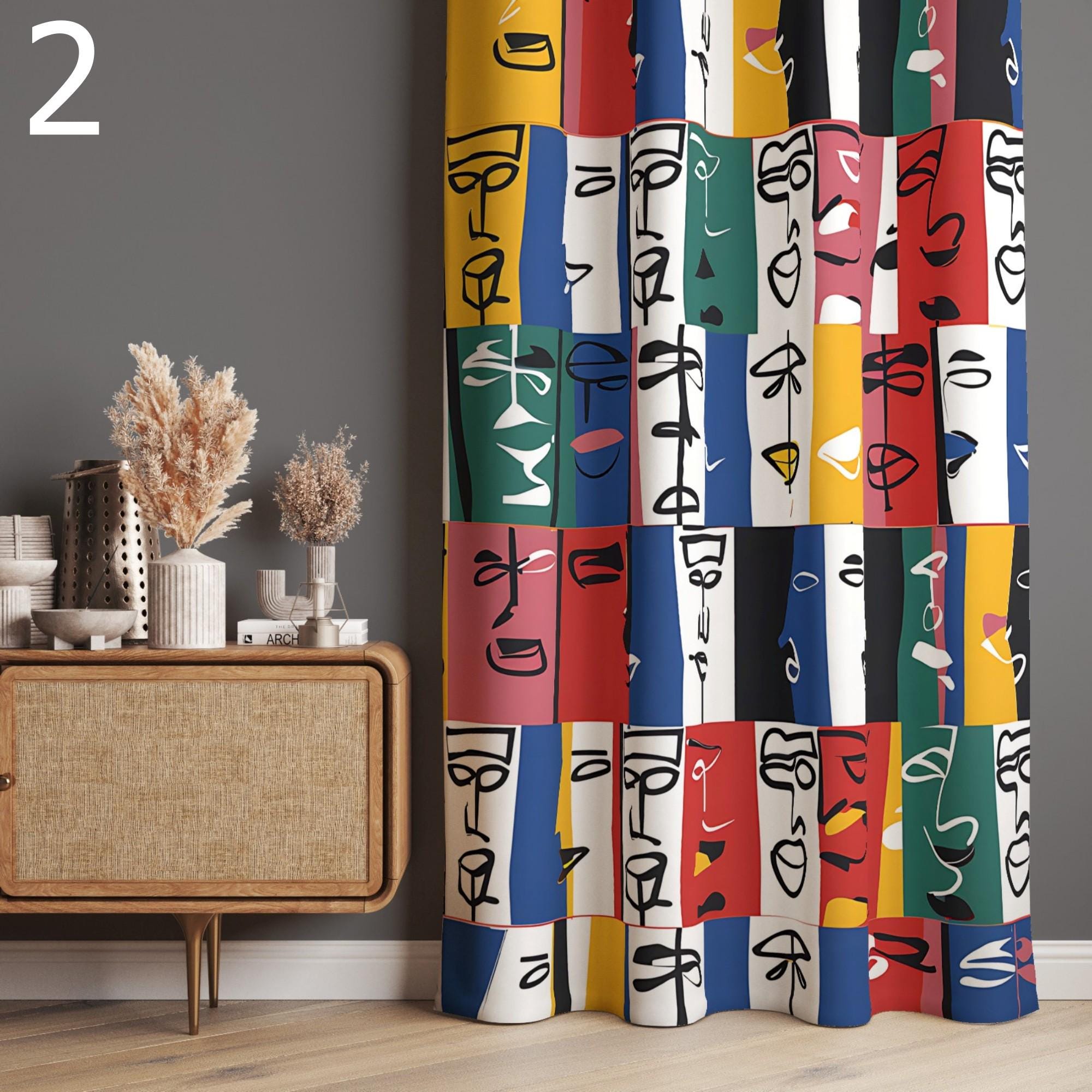 Afrocentric Art Curtains, Tribal Abstract Window Panels, African Print Drapes, Colorful Tribal Curtains, Boho Afro Pattern Drapes