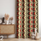 Retro Vintage Geometric Abstract Curtains, 70s Retro Window Curtains, MCM Print Drapes, 70s Bauhaus Style Curtain, Mid Century Curtain Panel