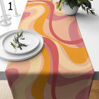 70s Bauhaus Retro Table Runner Gift, Retro Orange and Pink Table Runners, Mid Century Table Runner, Retro Abstract Table Runner