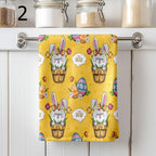 Happy EasterTea Towels, Colorful Easter Dish Towel, Cute Easter Hand Towel, Easter Kitchen Towels, Bunny Egg Tea Towels