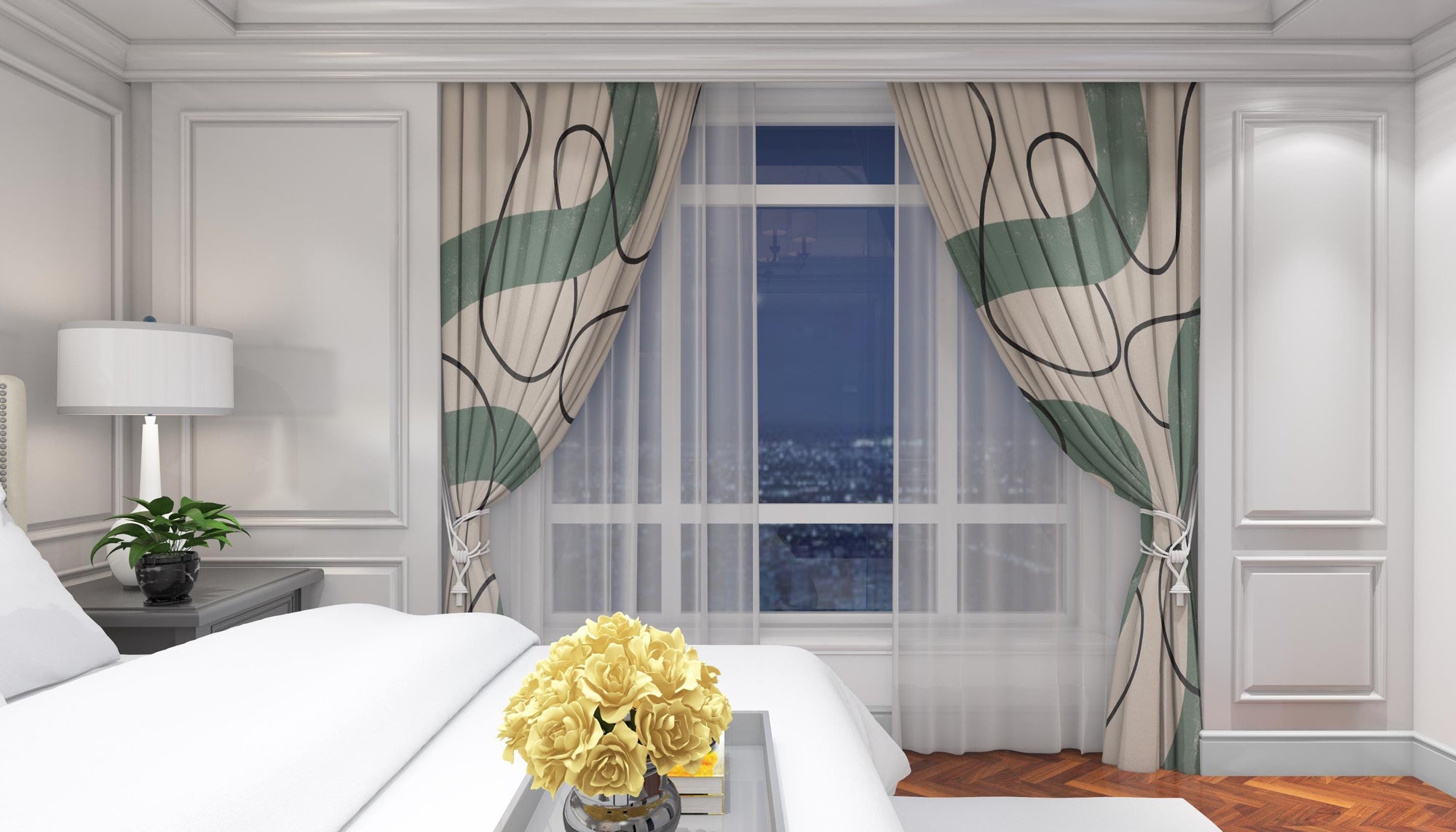 Abstract Curtains, Minimalist Modern Curtains, Line Art Print Drapes, Abstract Art Curtains, Contemporary Home Decor Curtains