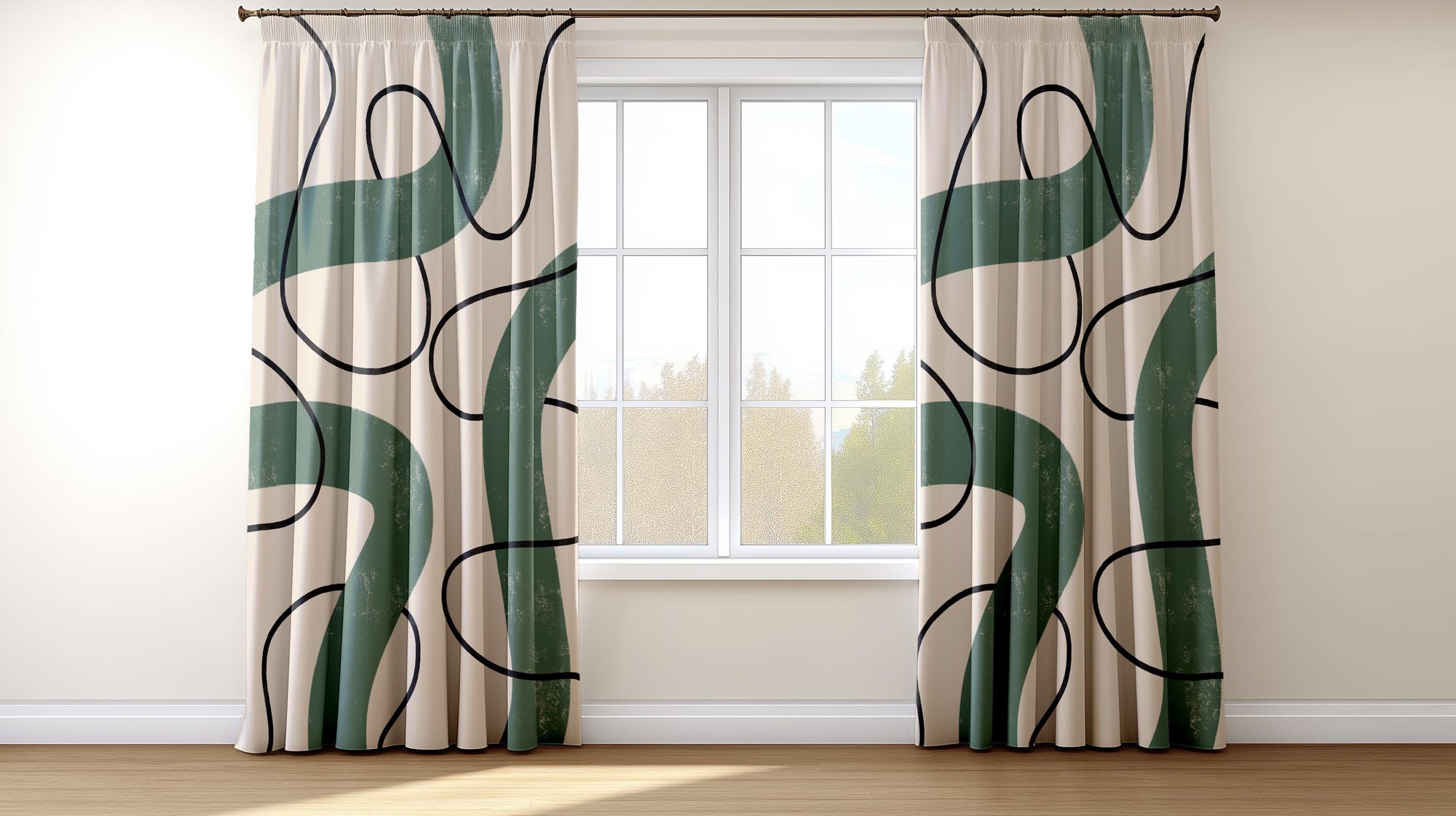 Abstract Curtains, Minimalist Modern Curtains, Line Art Print Drapes, Abstract Art Curtains, Contemporary Home Decor Curtains