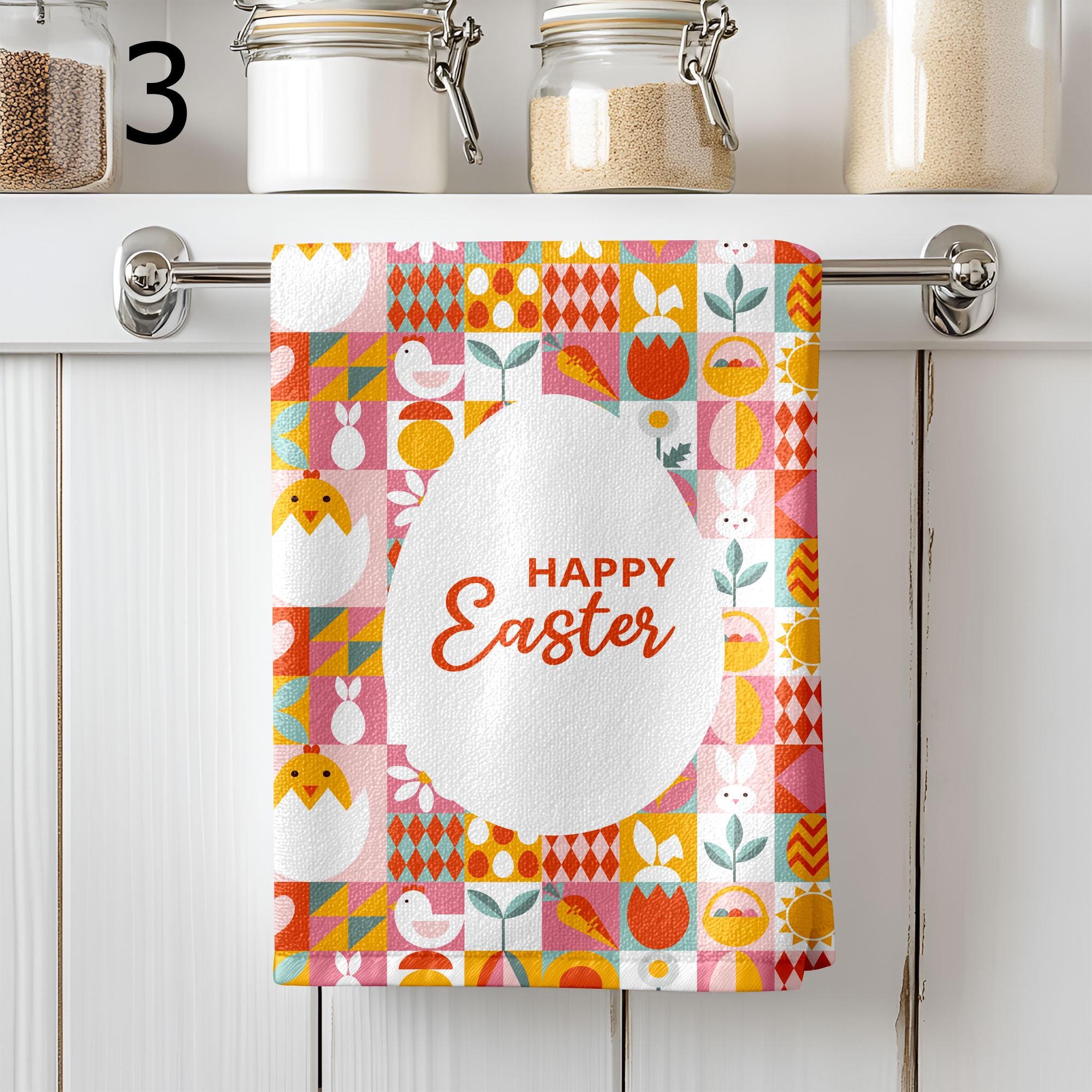 Decorative Happy Easter Tea Towels, Cute Easter Tea Towel, Easter Eggs Towels, Hello Easter Kitchen Towels, Easter Hand Towels