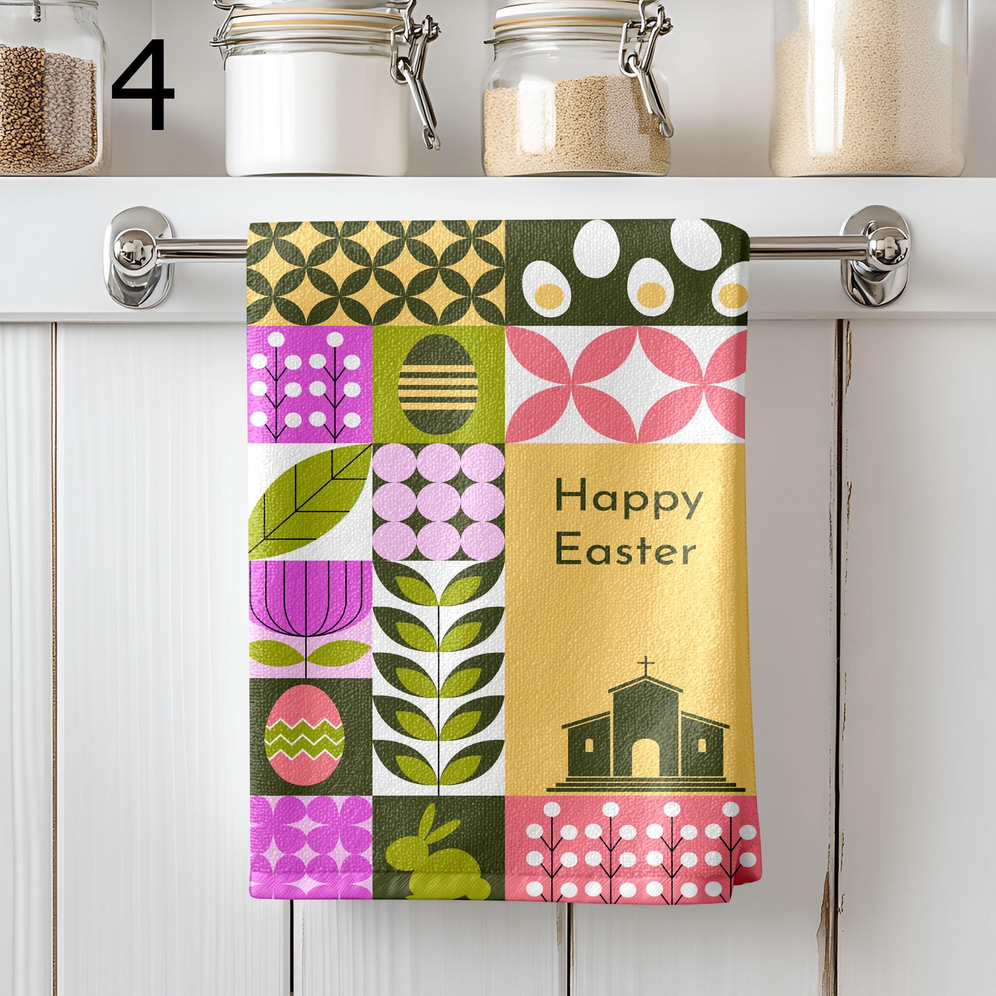 Decorative Happy Easter Tea Towels, Cute Easter Tea Towel, Easter Eggs Towels, Hello Easter Kitchen Towels, Easter Hand Towels