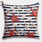 Coastal Nautical Pillow Covers, Sea Turtle, Starfish, Seahorse Decorative Ocean Cushion Covers, Sea Creatures Pillowcases