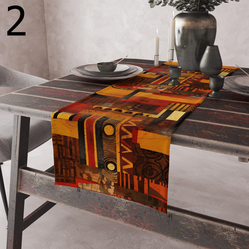 Terracotta Tribal Table Runners, Boho Ethnic Table Runner,African Sunset Runner, Tribal Print Table Runner, Ethnic Boho Table Decor