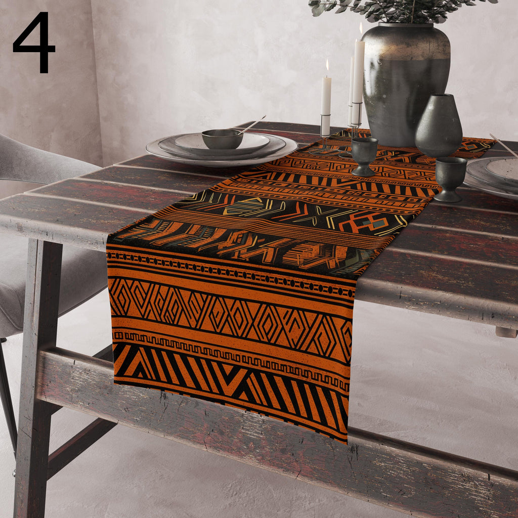 Terracotta Mud Cloth Table Runners, Ethnic Table Runner,African Authentic Tribal Runner, Tribal Print Table Runner, Boho Rustic Table Decor