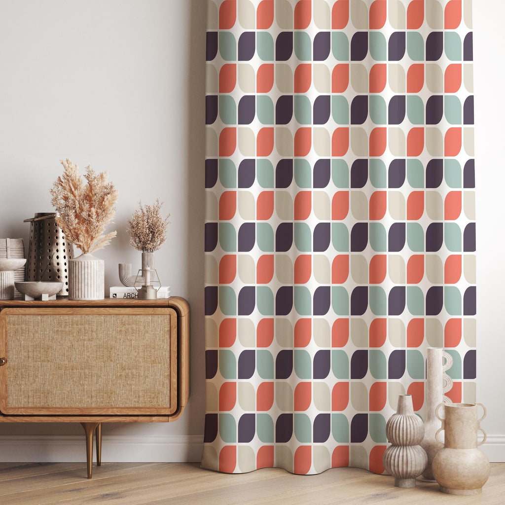 Mid Century Modern Curtain Panels, Retro Bauhaus Curtains, Mcm Curtain, Vintage Retro Style Living Room Curtain, Mod Curtains, 70s Drapes
