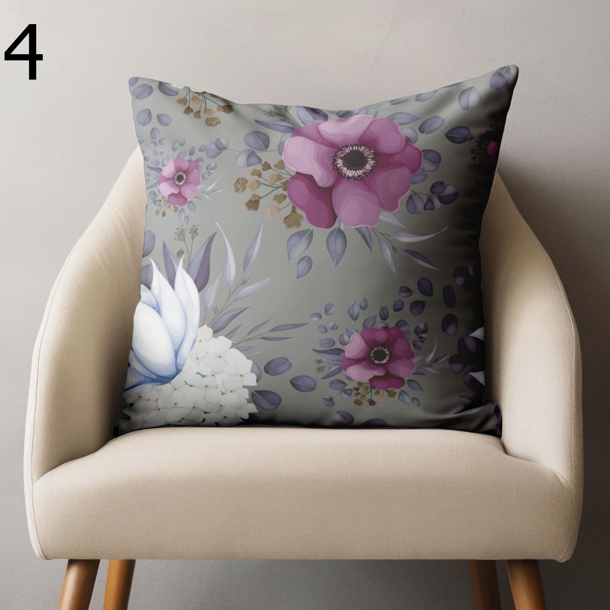 Baroque Style Throw Pillow, Elegant Floral Accent Cushion Cover, Dusty Pink & Purple Cushion Covers, Victorian Flower Pillow Case