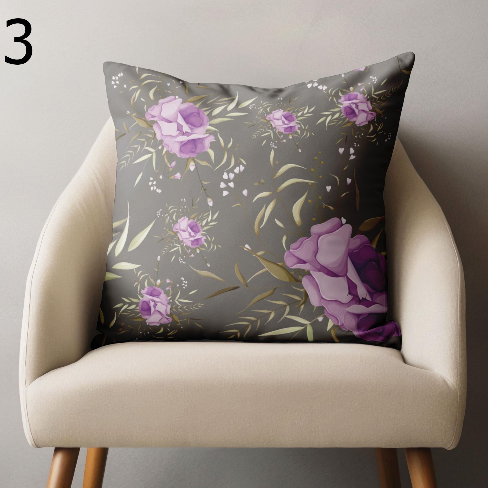 Baroque Style Throw Pillow, Elegant Floral Accent Cushion Cover, Dusty Pink & Purple Cushion Covers, Victorian Flower Pillow Case