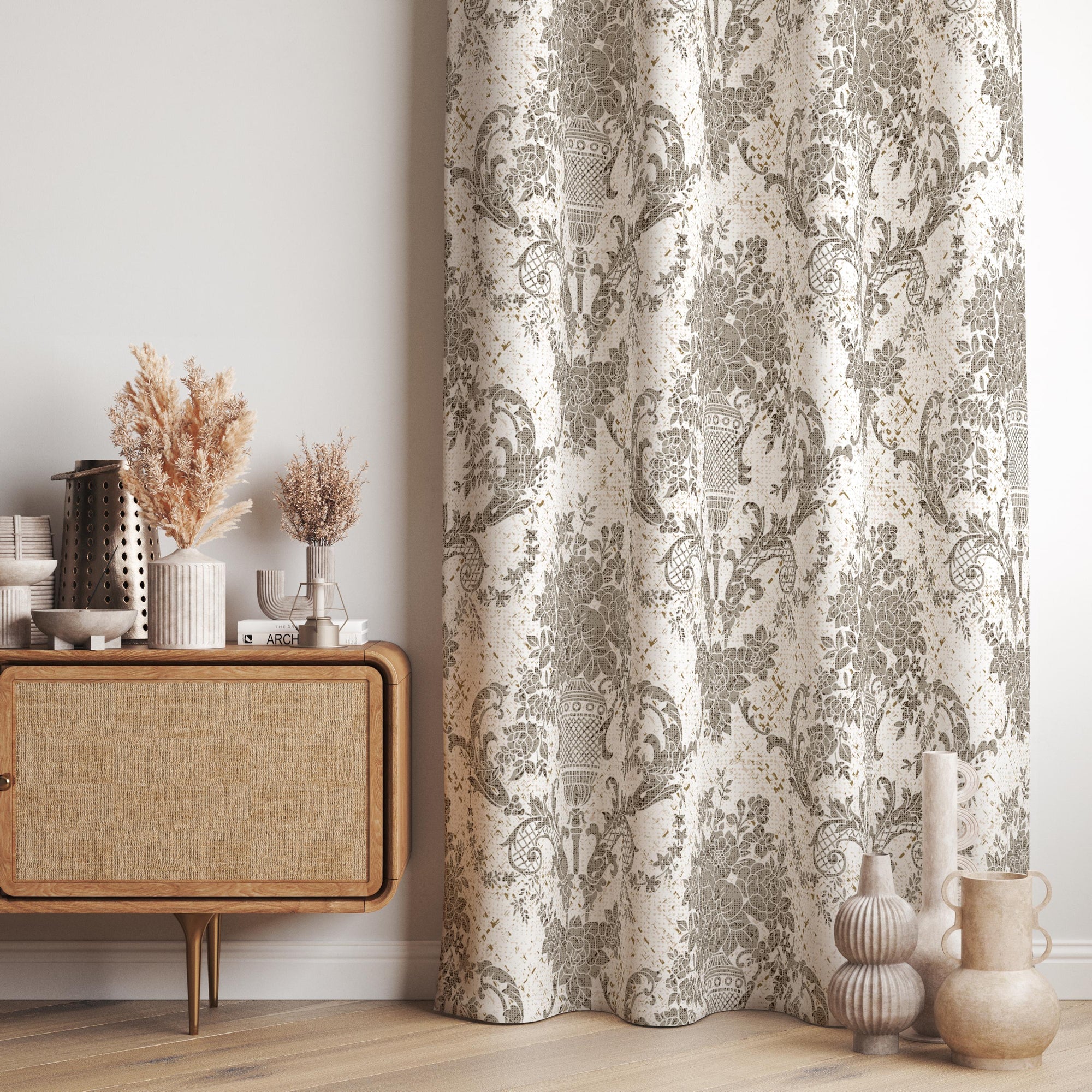 Luxury Damask Curtain Panels, French Baroque Drapes, Baroque Floral Curtain, Vintage Victorian Living Room Curtains, Antique Floral Panels