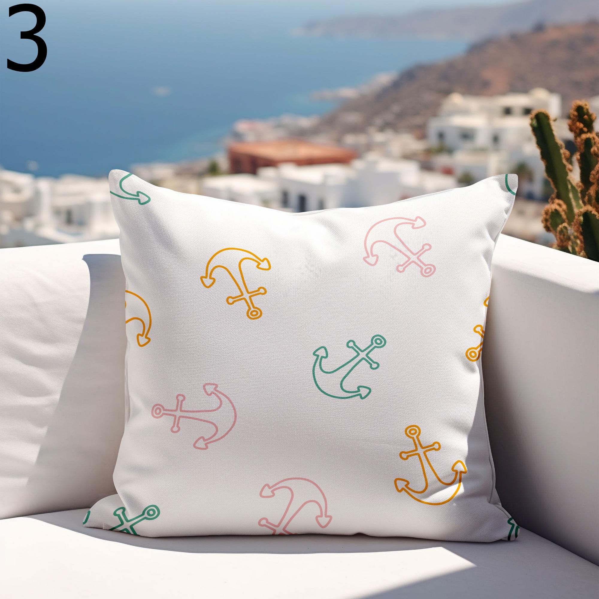Nautical Outdoor Pillow Covers, Waterproof Anchor Cushion Cover, Outdoor Marine Waterproof Pillowcase, Sailor Anchor Outdoor Cushion Covers