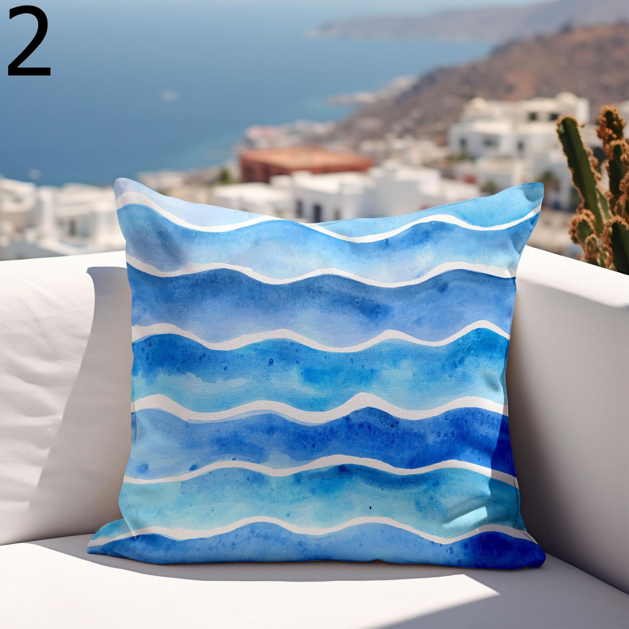 Waterproof Coastal Cushion Cover, Marine Outdoor Waterproof Pillowcase, Ocean Outdoor Cushion Covers, Nautical Outdoor Beach Pillow Covers