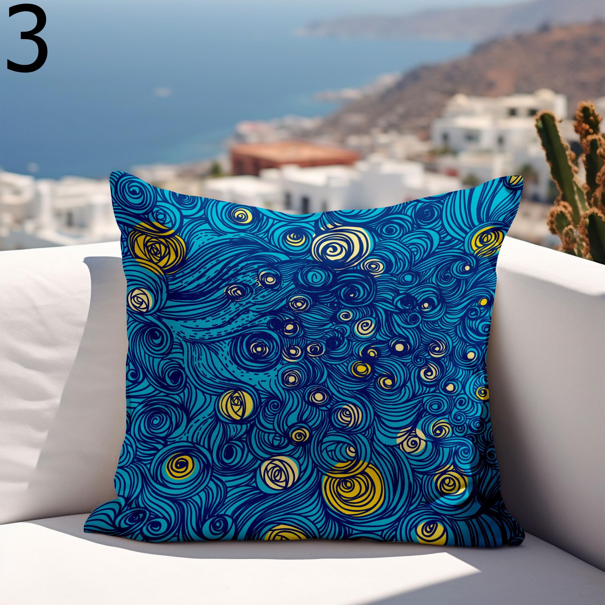 Waterproof Coastal Cushion Cover, Marine Outdoor Waterproof Pillowcase, Ocean Outdoor Cushion Covers, Nautical Outdoor Beach Pillow Covers