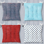 Striped Square Chair Pad, Coastal Chair Cushion with Ties, Nautical Style Patio Chair Cushions, Marine Printed Chair Pads