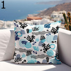 Nautical Outdoor Pillow Covers, Waterproof Coral Cushion Cover, Outdoor Sea Cratures Waterproof Pillowcase, Coastal Patio Cushion Covers