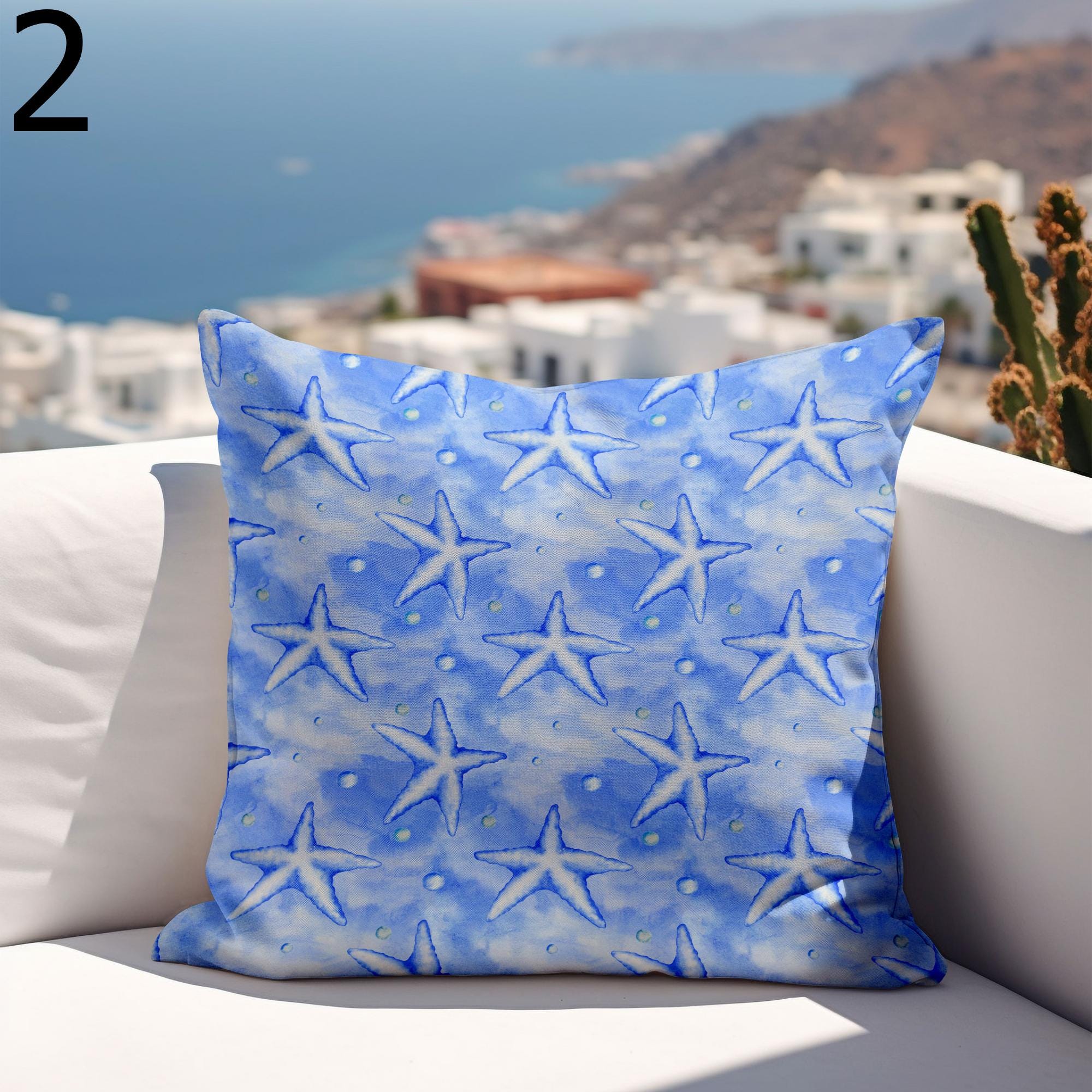 Nautical Outdoor Pillow Covers, Waterproof Coral Cushion Cover, Outdoor Sea Cratures Waterproof Pillowcase, Coastal Patio Cushion Covers
