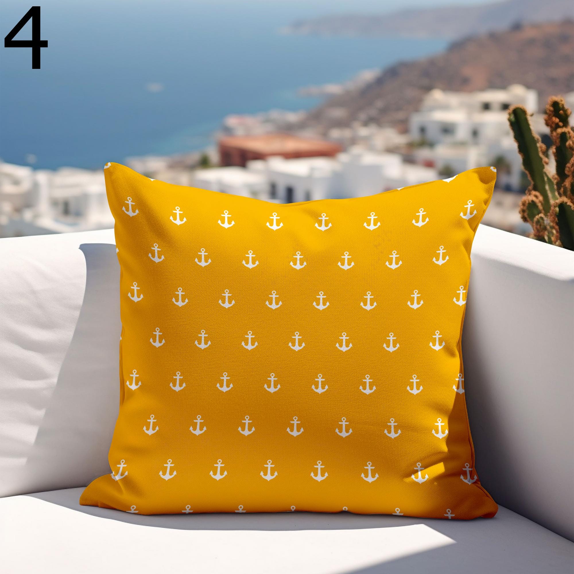 Waterproof Anchor Cushion Cover, Nautical Outdoor Pillow Covers, Outdoor Marine Waterproof Pillowcase, Sailor Anchor Outdoor Cushion Covers