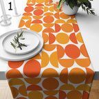 Mid Century Bauhaus Table Runner, Retro Geometric Abstract Table Runner, 70s Bauhaus Retro Table Runner Gift, Orange Retro Table Runners