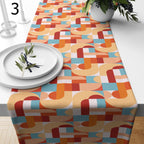Mid Century Bauhaus Table Runner, Retro Geometric Abstract Table Runner, 70s Bauhaus Retro Table Runner Gift, Orange Retro Table Runners