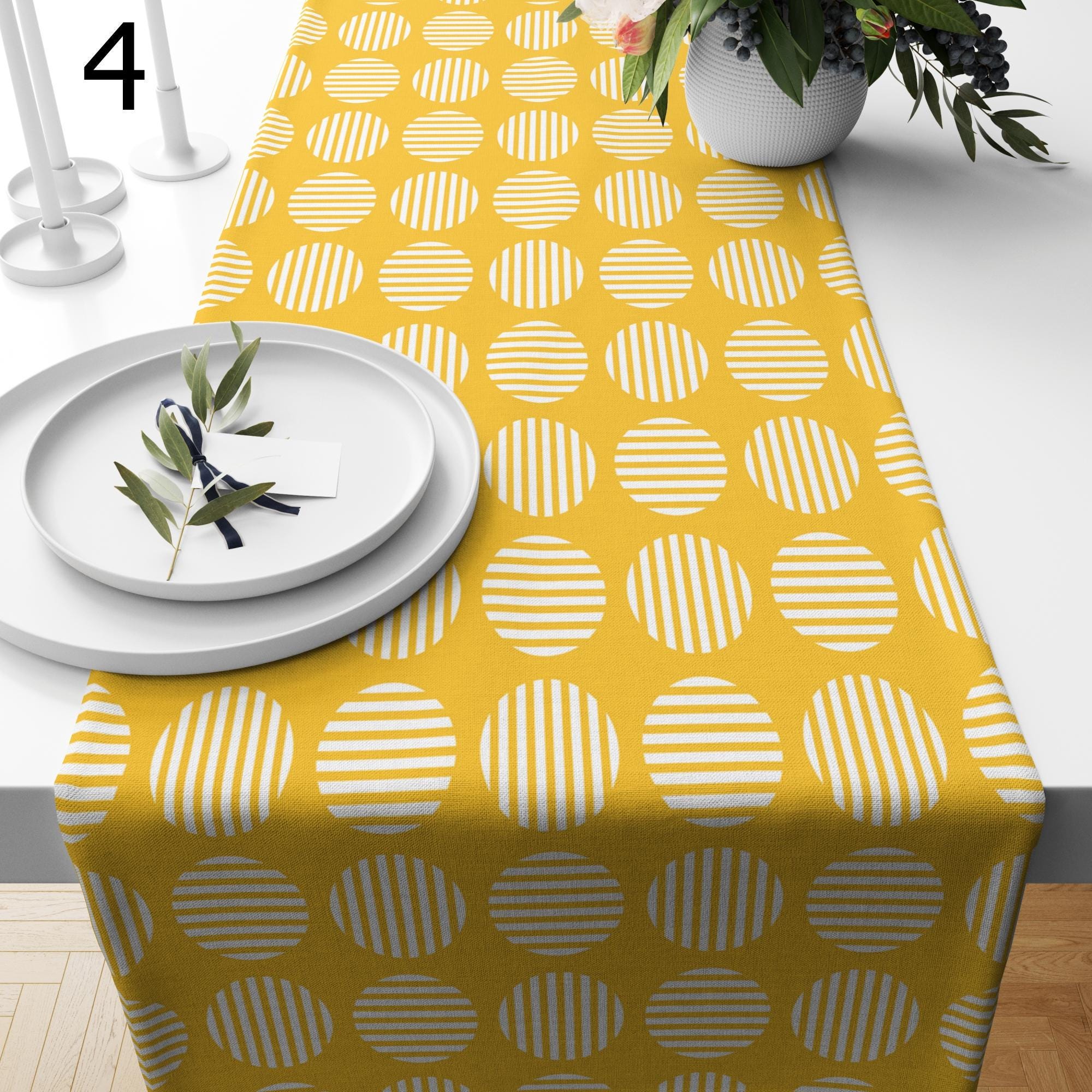 Mid Century Bauhaus Table Runner, Retro Geometric Abstract Table Runner, 70s Bauhaus Retro Table Runner Gift, Orange Retro Table Runners