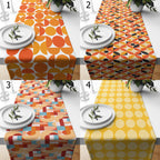 Mid Century Bauhaus Table Runner, Retro Geometric Abstract Table Runner, 70s Bauhaus Retro Table Runner Gift, Orange Retro Table Runners