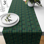 70s Checkered Retro Table Runner Gift, Retro Green Table Runners, Mid Century Green Plaid Table Runner, Retro Geometric Table Runner