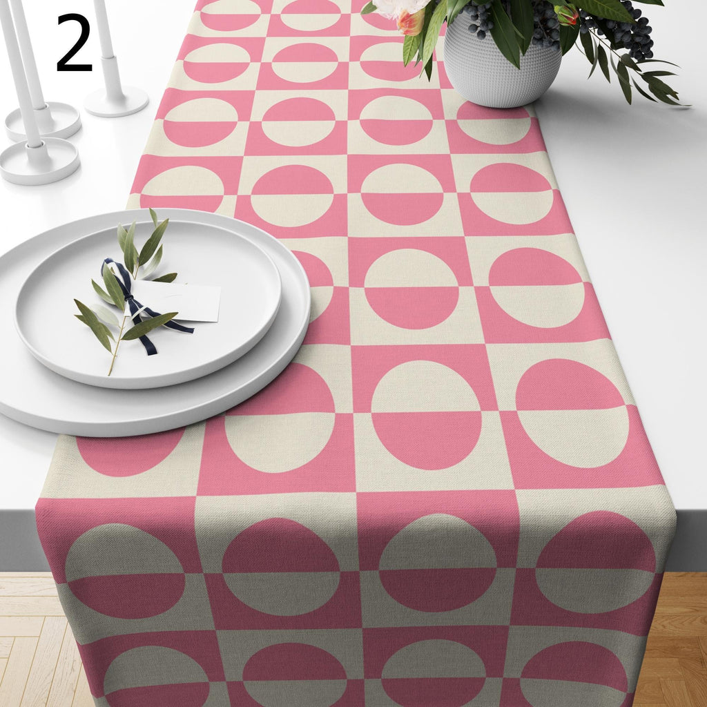 Mid-Century Table Runner, Retro Table Runner, 70s Bauhaus Retro Table Runners, 60s Orange and Pink Retro Table Runners, MCM Table Runner