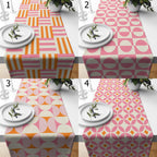 Mid-Century Table Runner, Retro Table Runner, 70s Bauhaus Retro Table Runners, 60s Orange and Pink Retro Table Runners, MCM Table Runner
