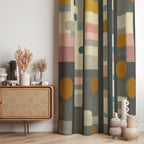Mid Century Modern Curtains, Abstract Geometric Window Panels, Retro Chic Curtain Drapes, Boho Minimalist Panel Curtains