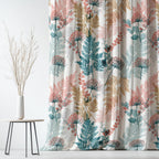 Botanical Floral Curtain Panel, Nature-Inspired Fern and Wildflower Drapes, Modern Pastel Window Panels