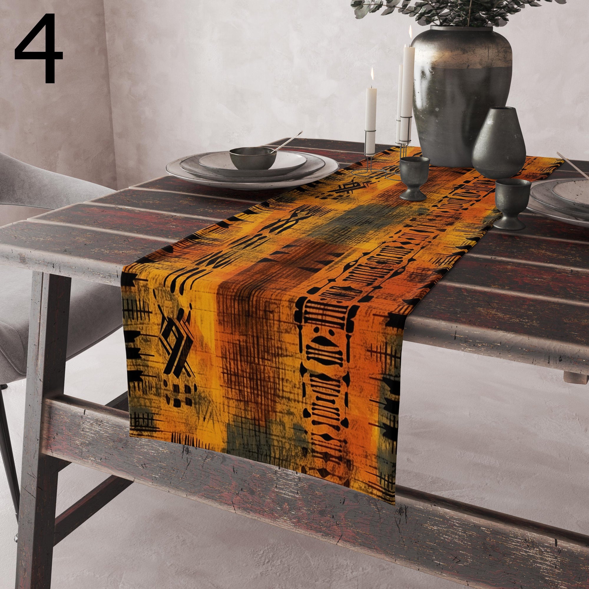 Terracotta Tribal Table Runners, Boho Ethnic Table Runner,African Sunset Runner, Tribal Print Table Runner, Ethnic Boho Table Decor