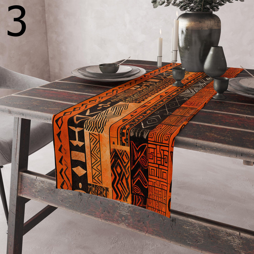 Terracotta Tribal Table Runners, Boho Ethnic Table Runner,African Sunset Runner, Tribal Print Table Runner, Ethnic Boho Table Decor