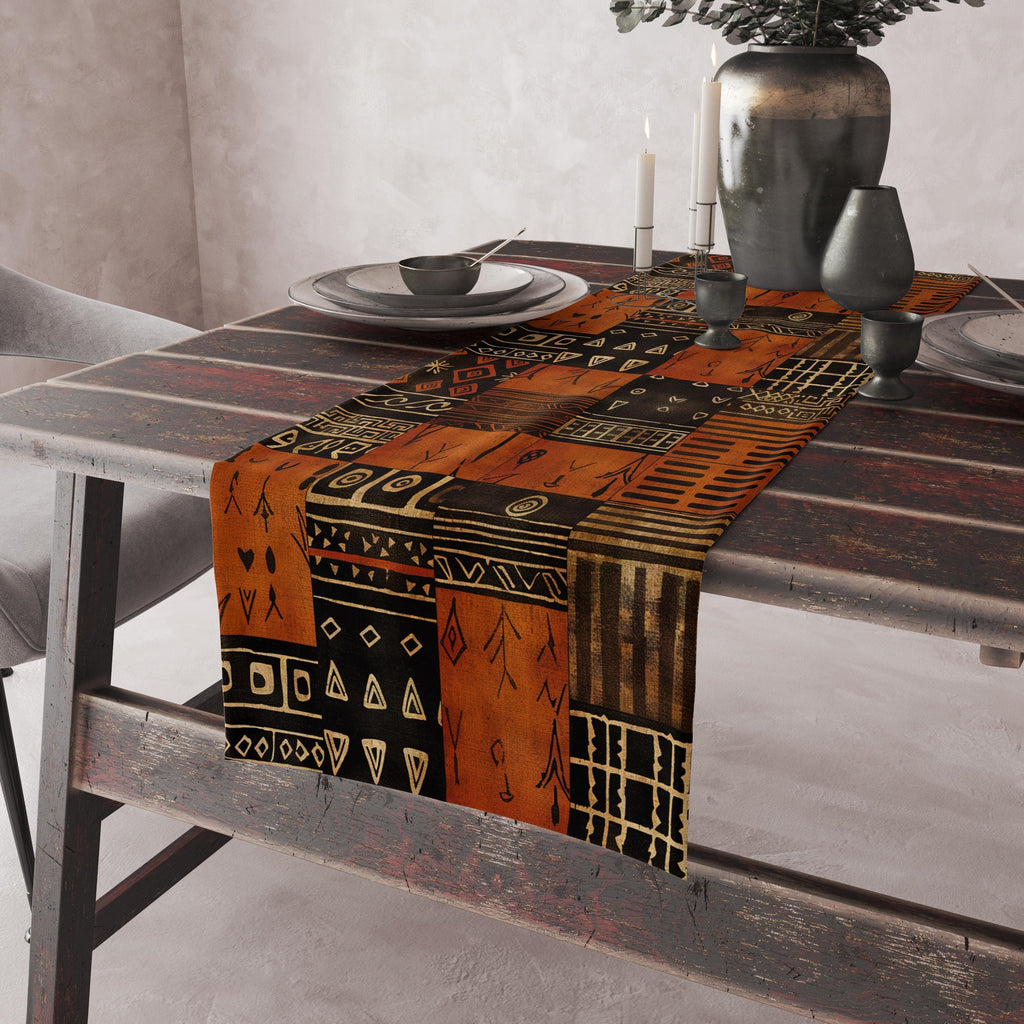 Terracotta Mud Cloth Table Runners, Ethnic Table Runner,African Authentic Tribal Runner, Tribal Print Table Runner, Boho Rustic Table Decor