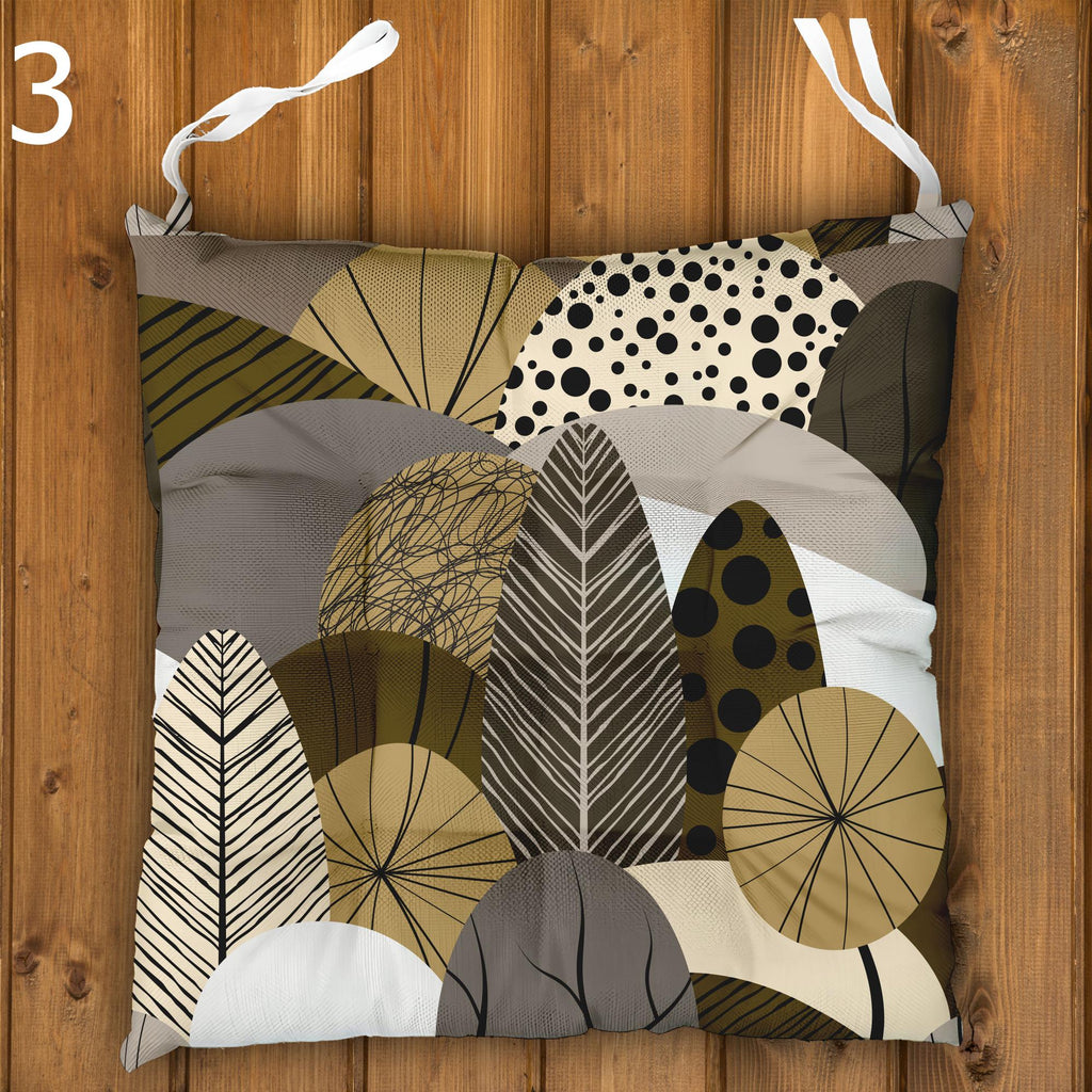 Tropical Chair Cushions, Botanical Seat Pads, Outdoor Patio Cushions, Leaf Print Chair Pads, Boho Garden Seat Cushions