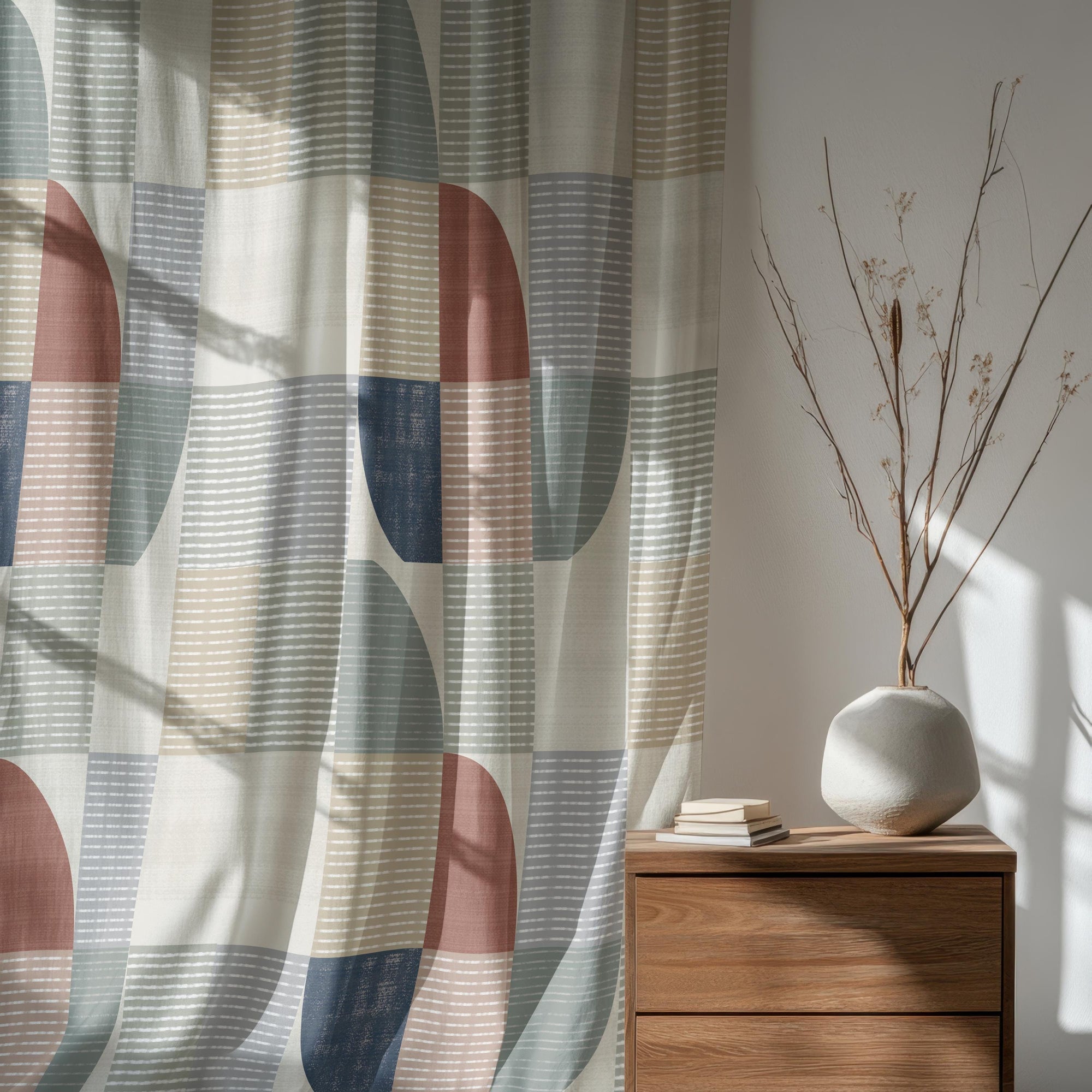 Grey Curtain Panels, Mid Century Print Curtains, Gray Modern Minimalist Abstract Drapes, Grey Modern Window Curtain Panels