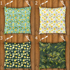 Lemon Chair Cushions, Fresh Citrus Seat Pads, Outdoor Patio Cushions, Mediterranean Themed Chair Pads, Yellow Floral Chair Cushions