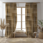 Rustic Plaid Brown Curtain Panels, Modern Farmhouse Brown Beige Curtain, Earthy Tone Window Drapes, Neutral Striped Panel Curtains