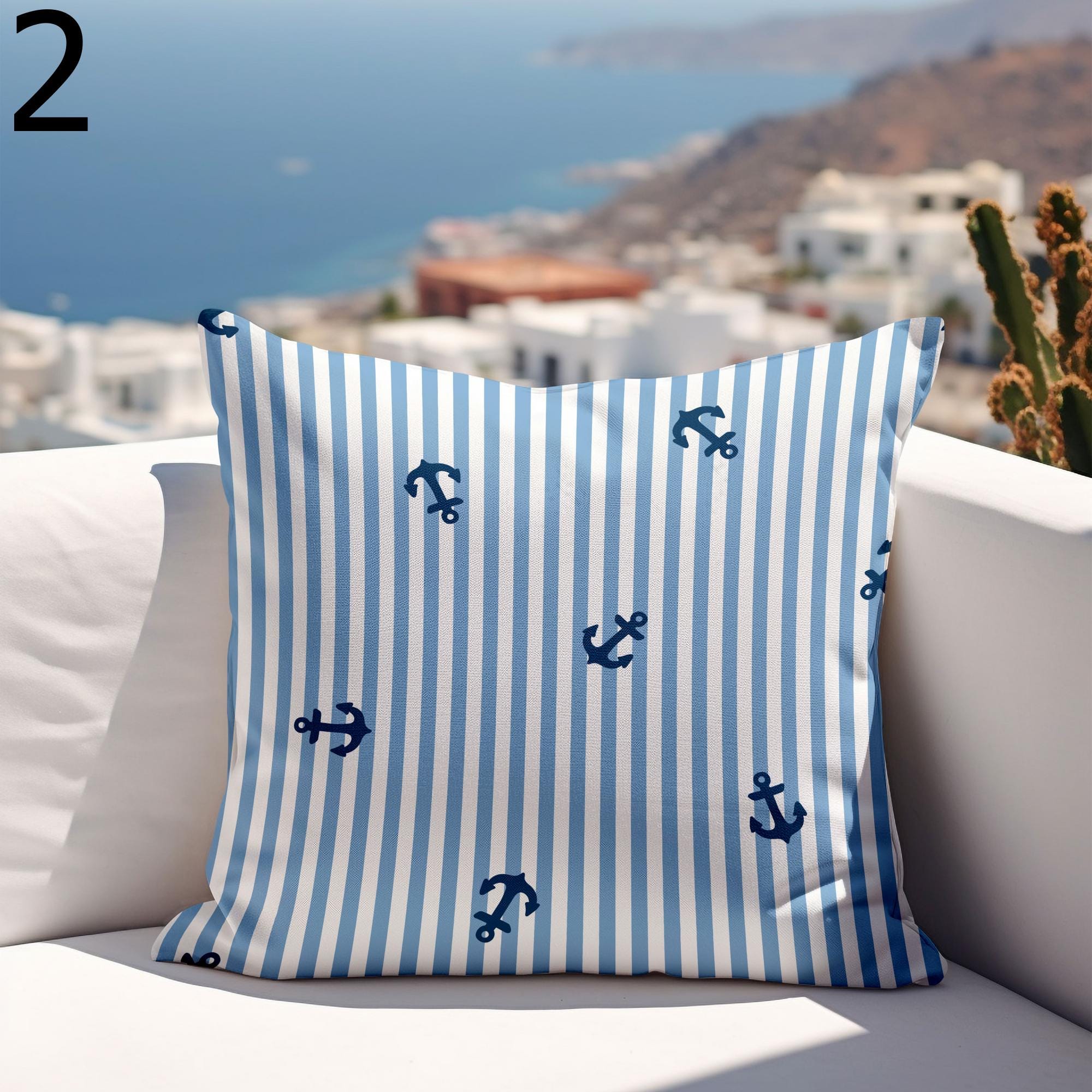 Nautical Outdoor Pillow Covers, Waterproof Anchor Cushion Cover, Outdoor Marine Waterproof Pillowcase, Sailor Anchor Outdoor Cushion Covers