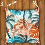 Tropical Chair Cushions, Botanical Seat Pads, Tropical Outdoor Patio Cushions, Botanical Leaf Print Chair Pads, Exotic Garden Seat Cushions