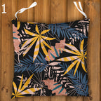 Botanical Seat Pads, Tropical Chair Cushions, Tropical Outdoor Patio Cushions, Botanical Leaf Print Chair Pads, Exotic Garden Seat Cushions