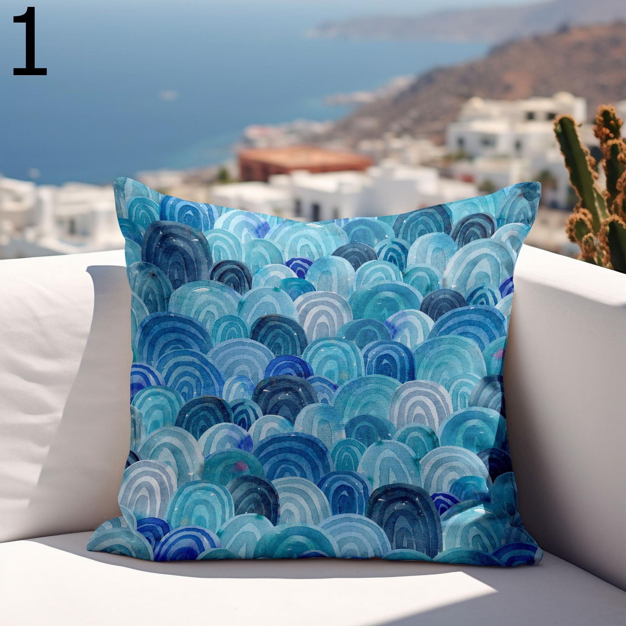 Waterproof Coastal Cushion Cover, Marine Outdoor Waterproof Pillowcase, Ocean Outdoor Cushion Covers, Nautical Outdoor Beach Pillow Covers