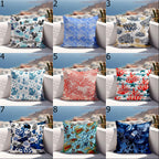 Nautical Outdoor Pillow Covers, Waterproof Coral Cushion Cover, Outdoor Sea Cratures Waterproof Pillowcase, Coastal Patio Cushion Covers