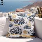 Nautical Outdoor Pillow Covers, Waterproof Coral Cushion Cover, Outdoor Sea Cratures Waterproof Pillowcase, Coastal Patio Cushion Covers