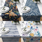 Nautical Animals Table Runner, Coastal Sea Turtle Table Runners, Coastal Elegance Runners, Octopus Table Runner, Beach House Dining Runners
