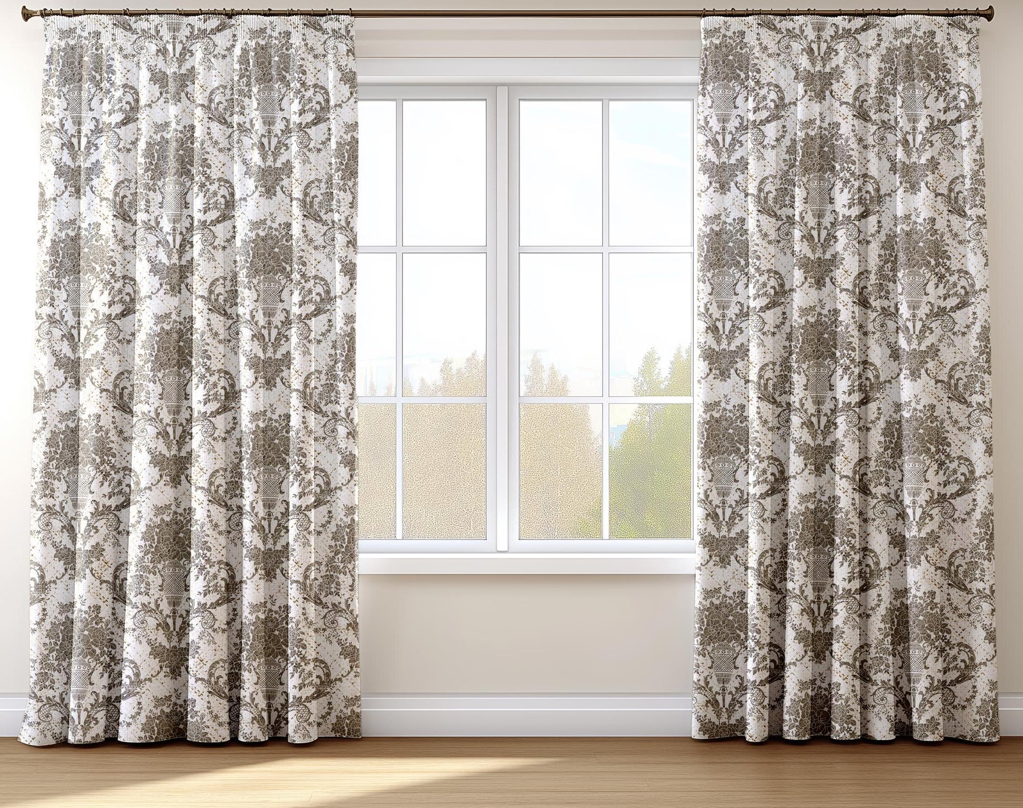 Luxury Damask Curtain Panels, French Baroque Drapes, Baroque Floral Curtain, Vintage Victorian Living Room Curtains, Antique Floral Panels