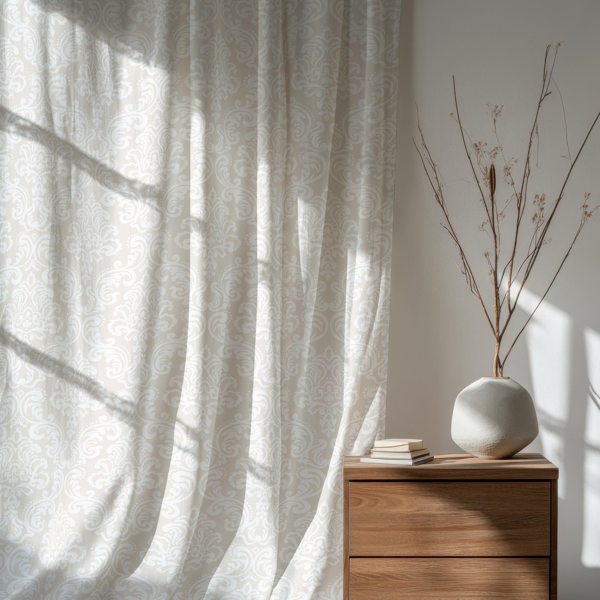 Modern Vintage Floral Print Curtains, Damask Pastel Color  Curtains, Damask Window Curtain, Floral Grommet Drapes, Baroque Style Drapery