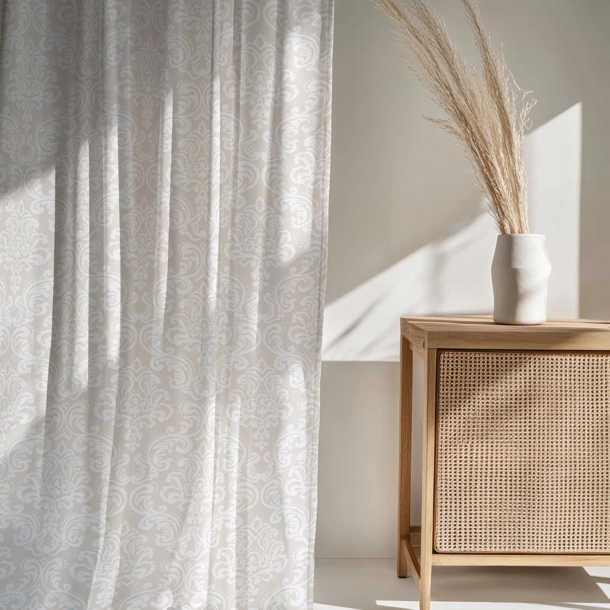 Modern Vintage Floral Print Curtains, Damask Pastel Color  Curtains, Damask Window Curtain, Floral Grommet Drapes, Baroque Style Drapery