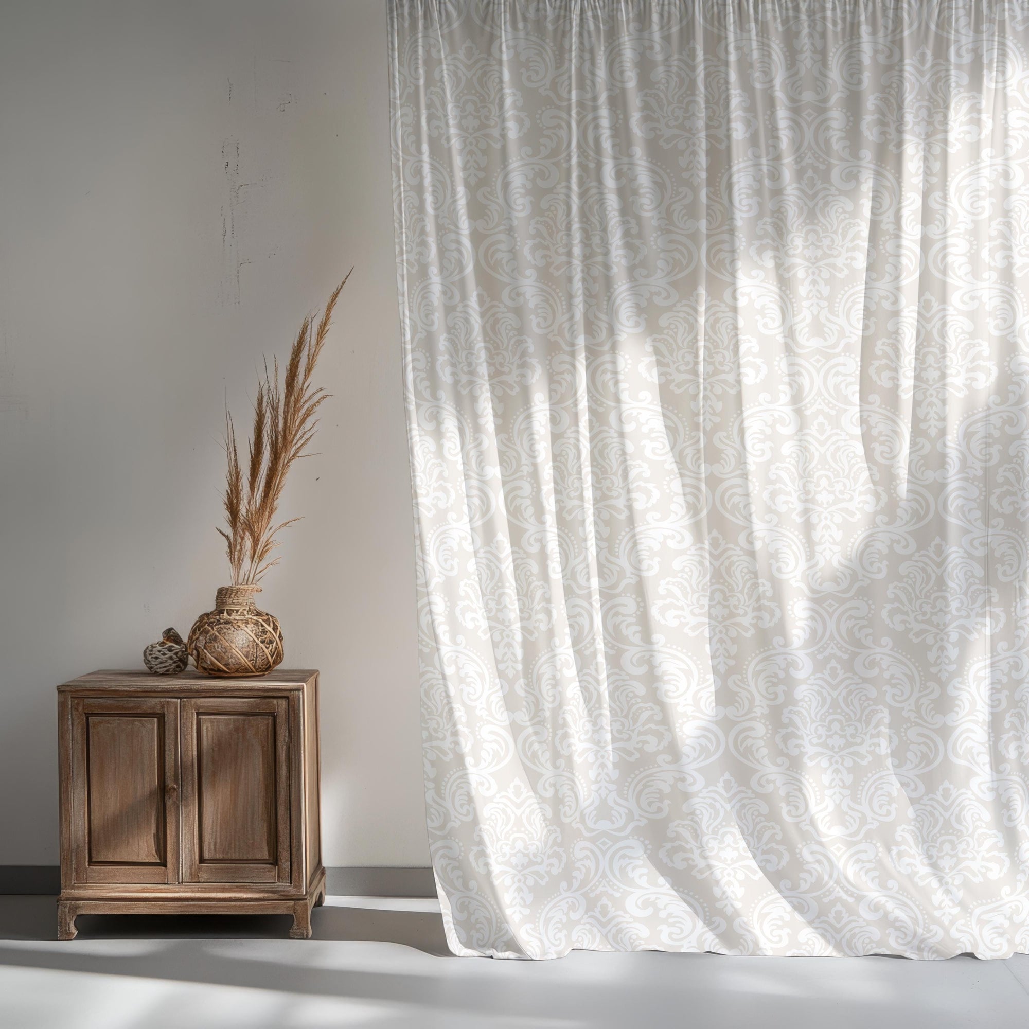 Modern Vintage Floral Print Curtains, Damask Pastel Color  Curtains, Damask Window Curtain, Floral Grommet Drapes, Baroque Style Drapery