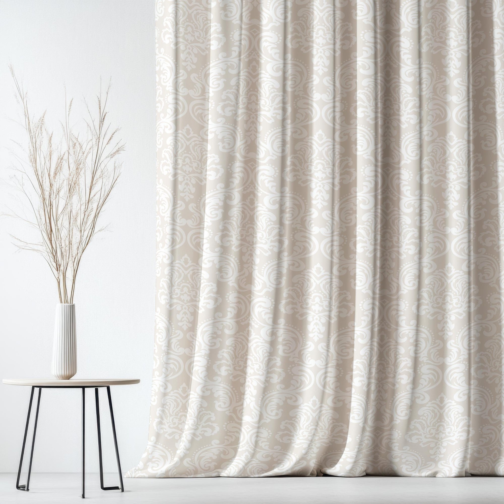 Modern Vintage Floral Print Curtains, Damask Pastel Color  Curtains, Damask Window Curtain, Floral Grommet Drapes, Baroque Style Drapery